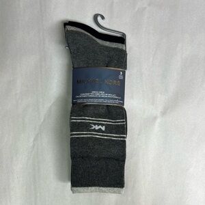 New Michael Kors Socks Men’s 3 Pair Black & Gray Dress Crew Sock Business Casual